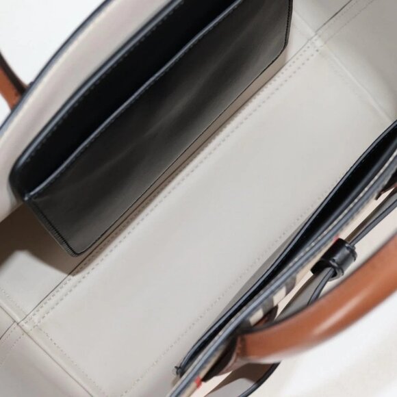 BURBERRY Nova Check Hand Bag Canvas 2way Beige Gold - Picture 11 of 16